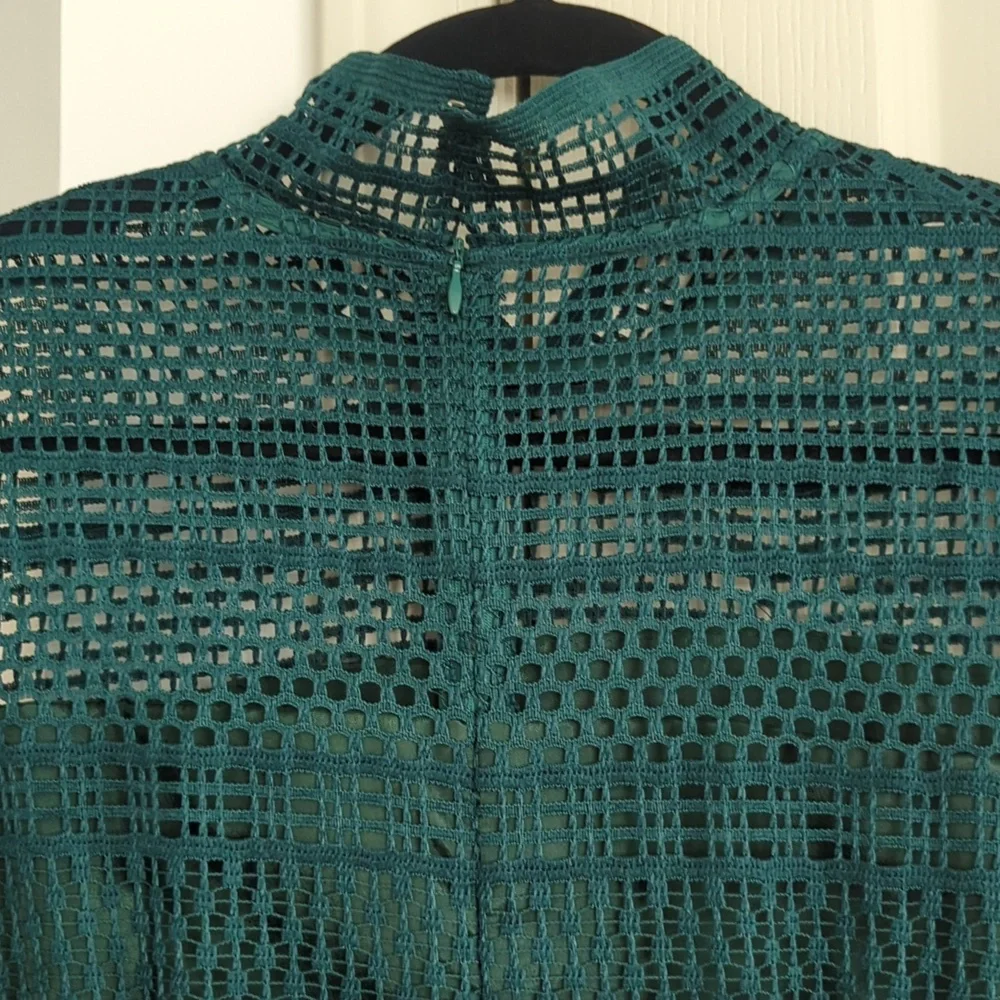 Dark green mesh pattern dress Large - Picture 6 of 8